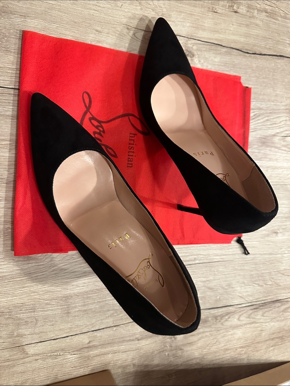 Christian Louboutin Black Suede Pointed Toe Pumps Heels EU 41 - Picture 4 of 9